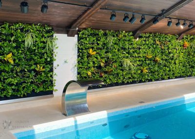 Frameless green wall by the pool