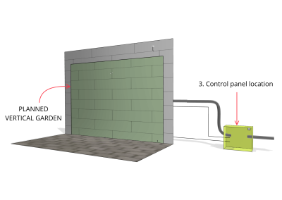 Control panel for the outdoor vertical garden - front