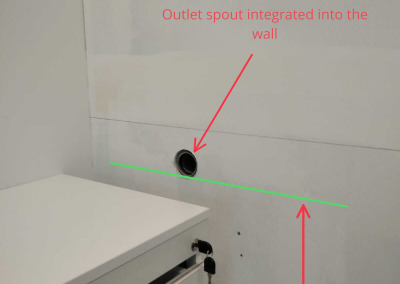 Drainage utilized for irrigating a vertical garden, integrated with the wall