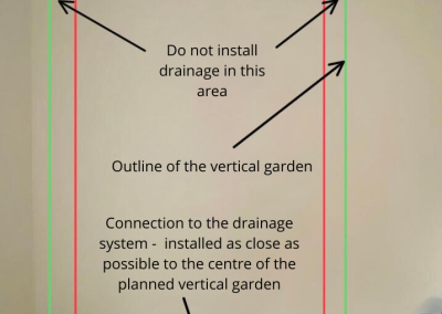 Location of the drainage system - across the width of the green wall